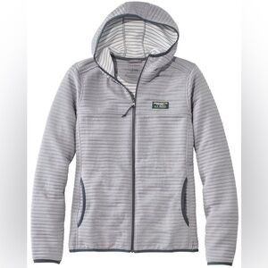 LL Bean Airlight Hoodie Sweatshirt Jacket Gray Full Zip Camping Hiking Sz M